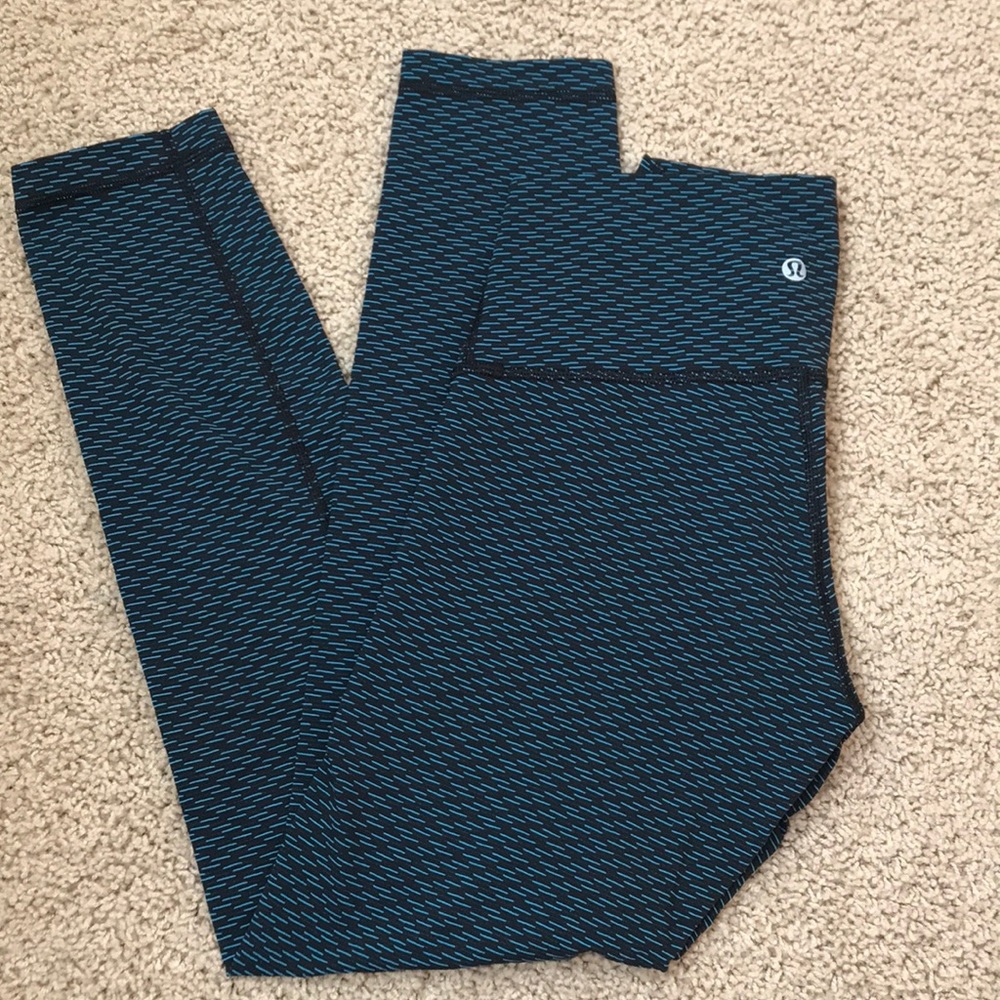 Lululemon leggings - black and teal stripes